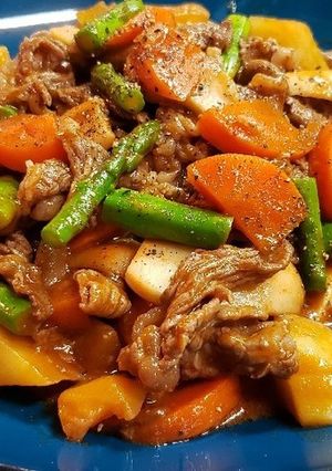 即席！牛こまと野菜のトマトジュース煮-レシピのメイン写真
