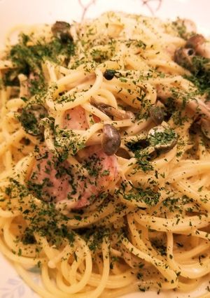 ベーコンときのこの豆乳クリームパスタ-レシピのメイン写真