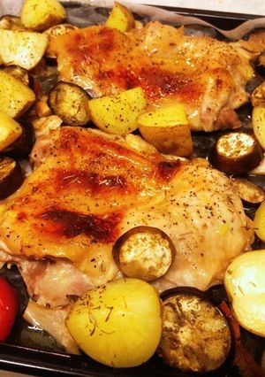 男子大学生の鶏肉と野菜のグリル-レシピのメイン写真