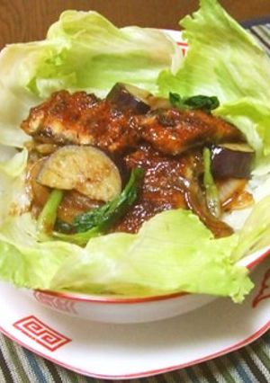 ナスとうなぎの韓国風丼-レシピのメイン写真