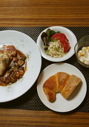 ヨウサマの減塩昼食チキンとキノコのデミ⑬-レシピのメイン写真