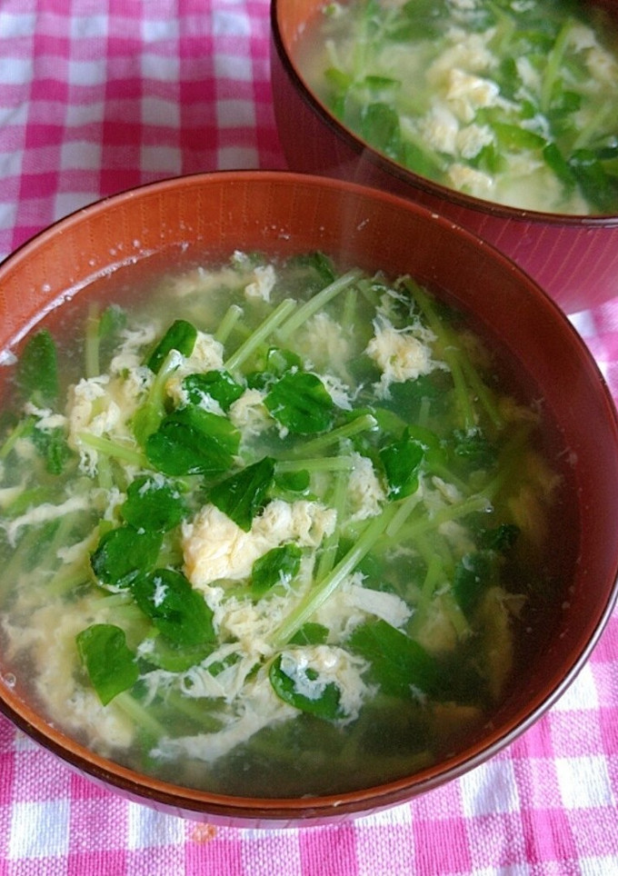 たっぷり豆苗と卵の中華スープ-レシピのメイン写真