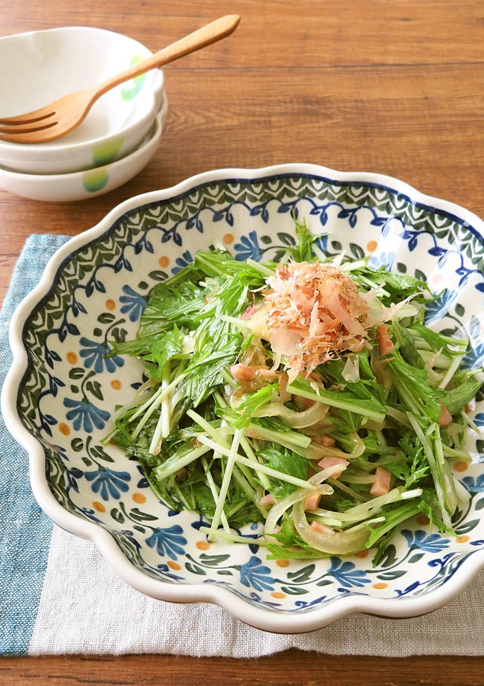 簡単☆水菜とたまねぎの和風サラダ-レシピのメイン写真
