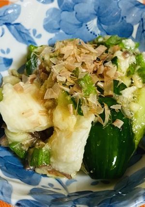 夏野菜と長芋の梅かつお-レシピのメイン写真