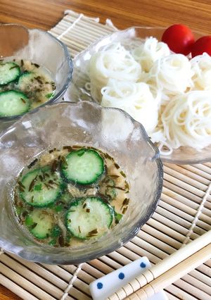 味付けいらず!アカモクの冷や汁風そうめん-レシピのメイン写真
