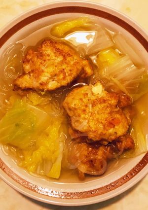 豆腐つくねと白菜の春雨スープ-レシピのメイン写真