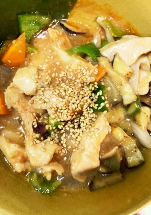 全てレンジ胸肉なす味噌甘酢味青椒肉絲風-レシピのメイン写真