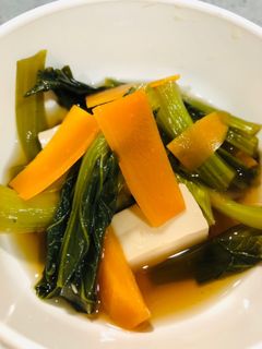 余った天つゆで♪小松菜と豆腐の煮物-レシピのメイン写真