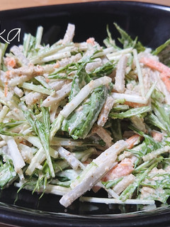 冷凍野菜でお手軽に♪水菜とごぼうのサラダ-レシピのメイン写真