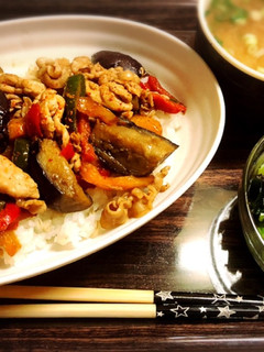 豚肉と茄子のソース炒め丼-レシピのメイン写真
