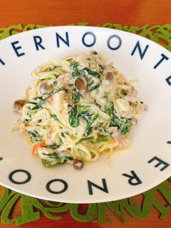 ほうれん草きのこベーコンのクリームパスタ-レシピのメイン写真