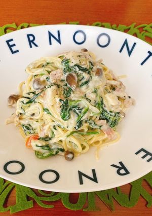 ほうれん草きのこベーコンのクリームパスタ-レシピのメイン写真