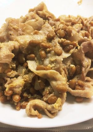 豚バラと納豆炒め-レシピのメイン写真