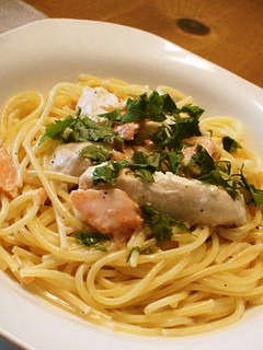 ノンオイル*鮭とチキンのクリームパスタ-レシピのメイン写真