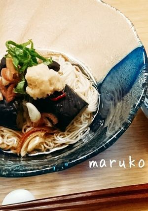 ぶっかけ素麺 揚げなすの煮びたし添え-レシピのメイン写真