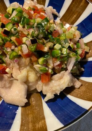 夏野菜たっぷり！水晶鶏和風サルサソース-レシピのメイン写真