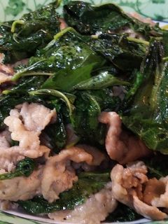 豚肉とモロヘイヤの炒め物-レシピのメイン写真