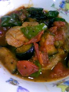 簡単♪豚肉と夏野菜のトマト煮込み-レシピのメイン写真