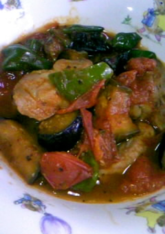 簡単♪豚肉と夏野菜のトマト煮込み-レシピのメイン写真