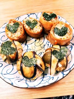 残りの炊き込みご飯でいなり&ナス巻き寿司-レシピのメイン写真