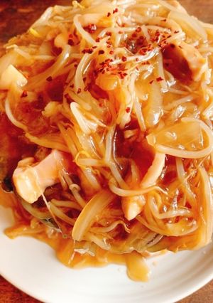 中華風鶏餡かけ丼〜はみ出すデカ盛り〜-レシピのメイン写真