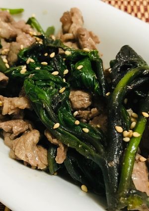 つるなと牛肉の炒め和え-レシピのメイン写真
