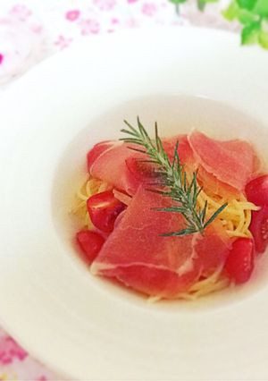 トマトと生ハムの塩麹冷製パスタ♬-レシピのメイン写真