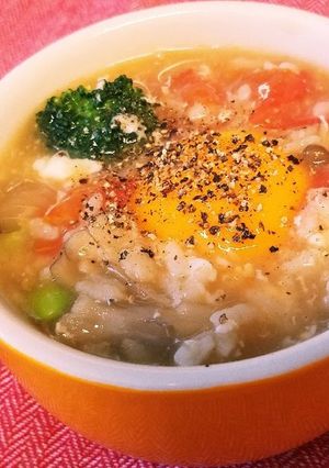 キノコとトマトの雑炊-レシピのメイン写真