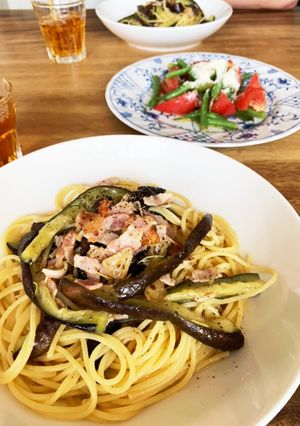 簡単♪ ナスとベーコンのオイルパスタ-レシピのメイン写真