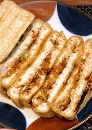 ホットサンドメーカーで栃尾揚げネギ挟み焼-レシピのメイン写真