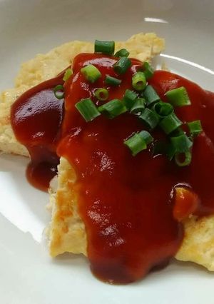 鶏むね肉のジャンボハンバーグ甘酢あんかけ-レシピのメイン写真