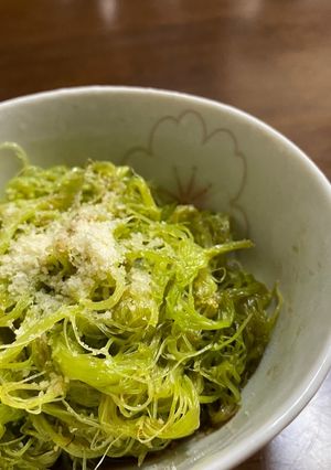 ヤングコーンのひげのチーズ醤油炒め-レシピのメイン写真