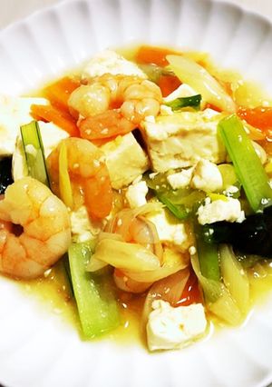 簡単☆エビと豆腐と青菜の中華うま塩煮-レシピのメイン写真