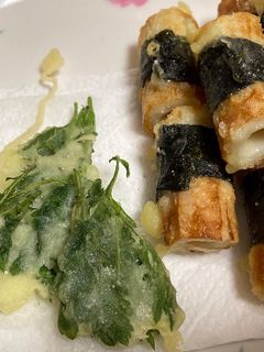 ちくわの海苔巻きとヨモギ天ぷら-レシピのメイン写真