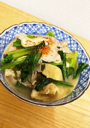 豚バラ肉と小松菜のみそ煮-レシピのメイン写真