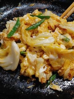 中華風味のキャベツいんげん卵とじ(簡単)-レシピのメイン写真