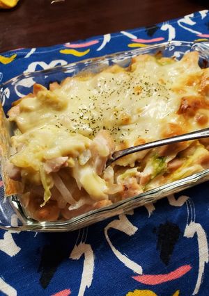 鶏胸肉と新玉ねぎのキャベツグラタン-レシピのメイン写真