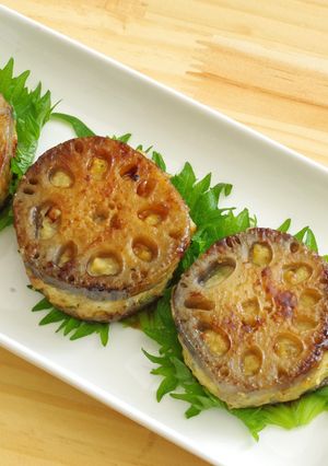 しそつくねのれんこんはさみ焼き-レシピのメイン写真