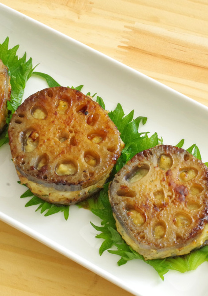 しそつくねのれんこんはさみ焼き-レシピのメイン写真
