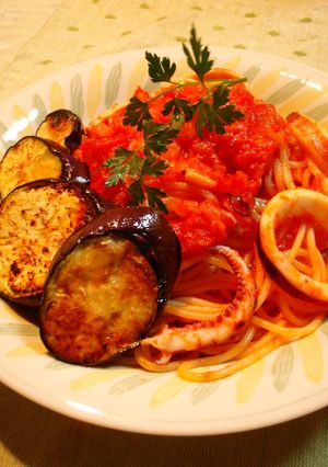 ☆イカと茄子のトマトソースのパスタ☆-レシピのメイン写真