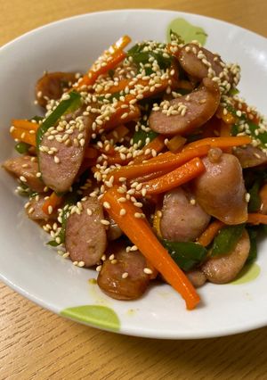 ピーマンとウインナーのバター麺つゆ炒め-レシピのメイン写真
