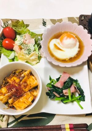 バランスご飯・夕飯のおかず・麻婆豆腐献立-レシピのメイン写真