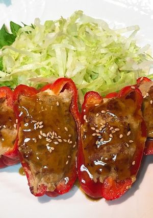 ピーマンのザーサイ入り肉詰めあんかけ-レシピのメイン写真