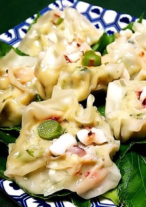 箸がススム♪赤イカとあしたばの焼売-レシピのメイン写真