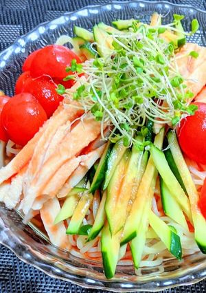サラダチキンのトマト風味冷やし中華-レシピのメイン写真