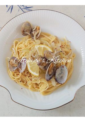 アサリとしらすのペペロンチーノ檸檬添え-レシピのメイン写真