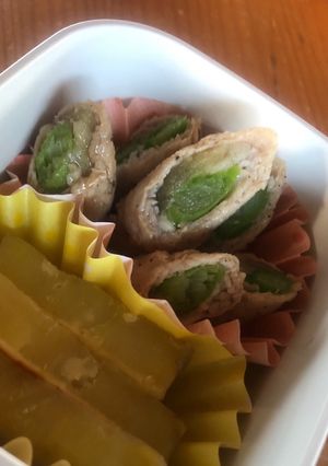 ☆お弁当に　豚ロースのアスパラ茗荷巻き☆-レシピのメイン写真