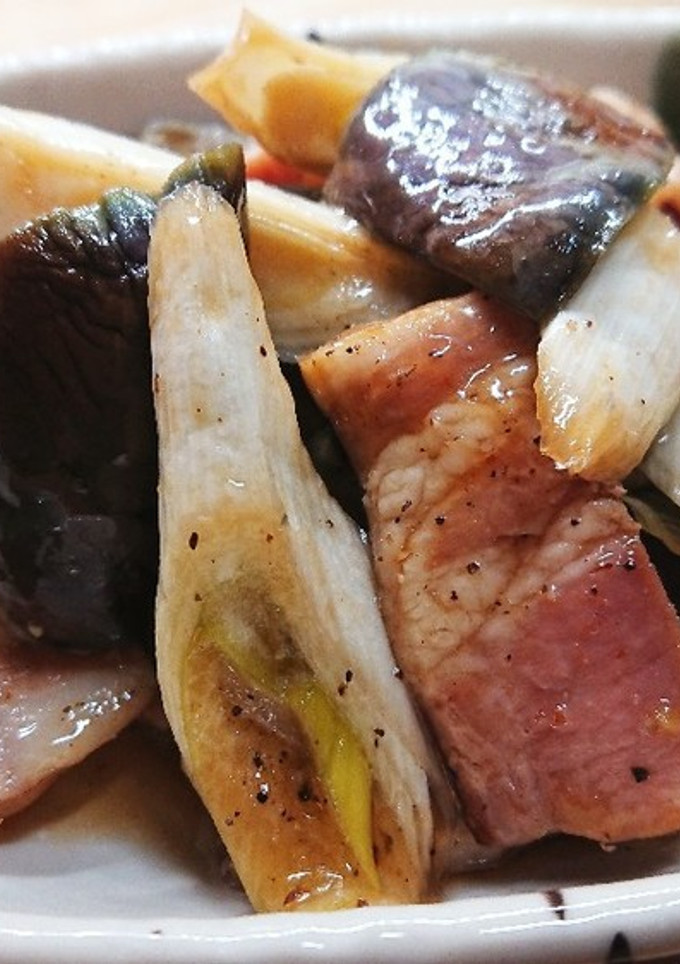 黒胡椒香る!なすと長ねぎのさっと炒め煮-レシピのメイン写真