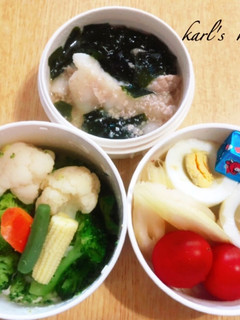 簡単弁当水餃子スープ温野菜サラダ-レシピのメイン写真
