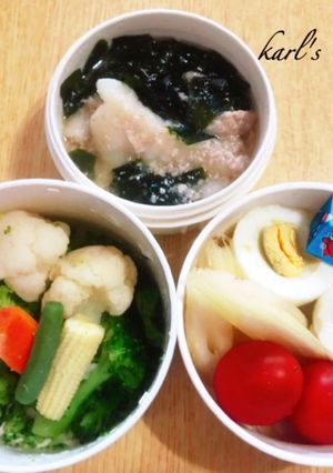 簡単弁当水餃子スープ温野菜サラダ-レシピのメイン写真